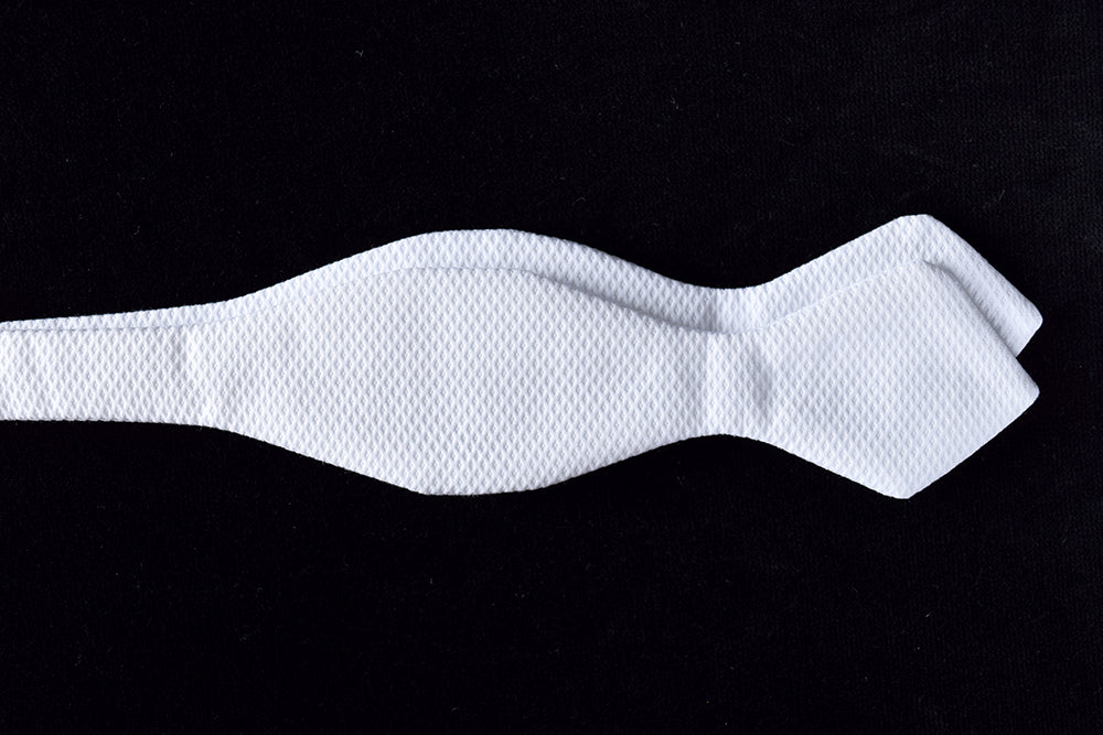 Narrow White Marcella Pointed End Bow Tie - Self Tie (CR546W)
