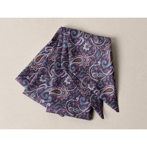Printed Victorian Silk Bow Tie (CR562) - Purple/Blue Paisley