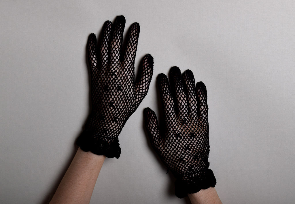 Cotton Crochet Ladies Gloves (GL650) - Black