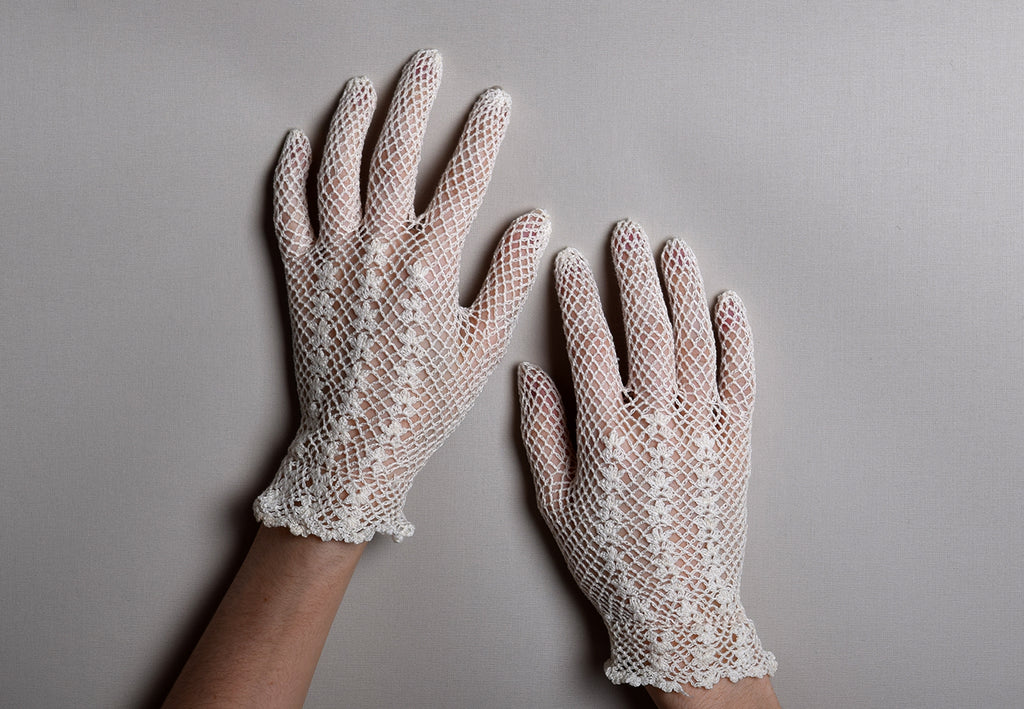 Cotton Crochet Ladies Gloves (GL650) - Ecru