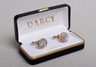 Gilt and Silver Cuff Links (ST915) - Gilt/ Mother of Pearl - Round