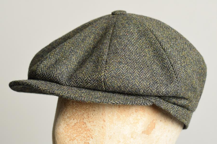 Standard Eight Piece Cap (HA137) - Dark Brown / Green Donegal