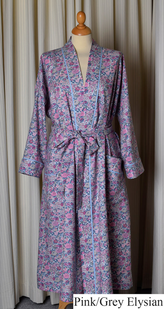 Vintage Liberty Print Ladies Dressing Gown (NW520) - Pink/Grey Elysian