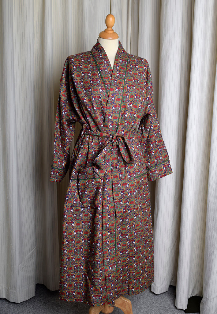 Vintage Liberty Print Ladies Dressing Gown (NW520) -  Green/Red Art Nouveau