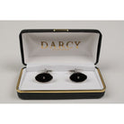 Art Deco Style Cuff Links (ST910) - Black / Diamante 