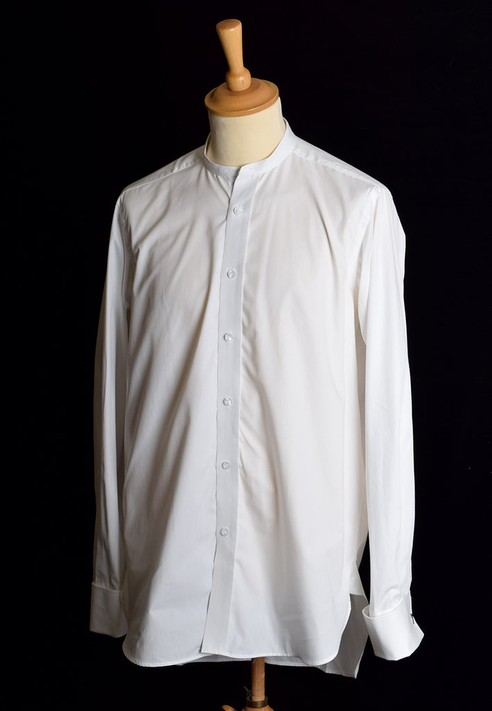 Collarless White Poplin Tunic Shirt (SH200)