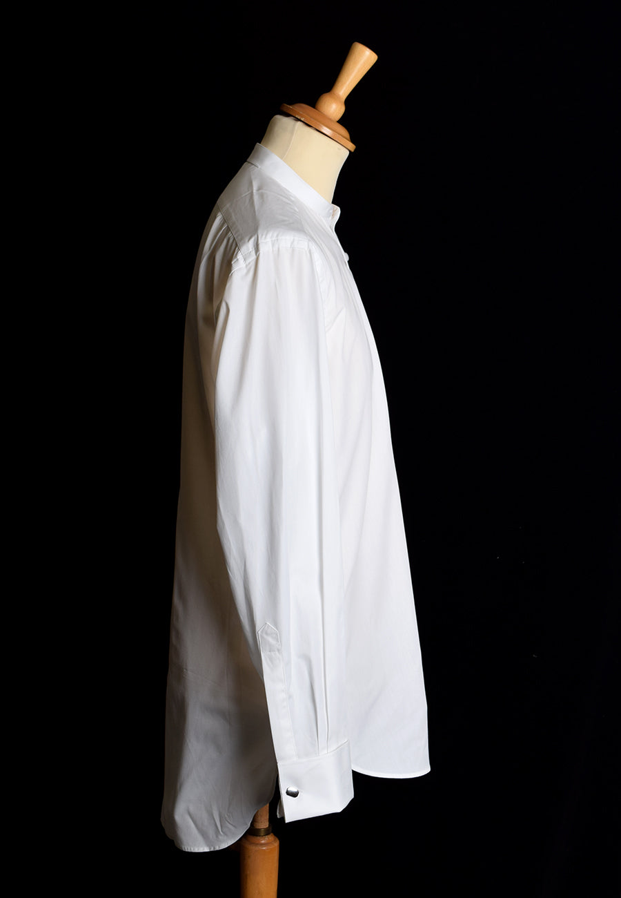 Collarless White Poplin Barrister Tunic Shirt – Darcy Clothing Collarless White Poplin Barrister Tunic Shirt – Darcy Clothing