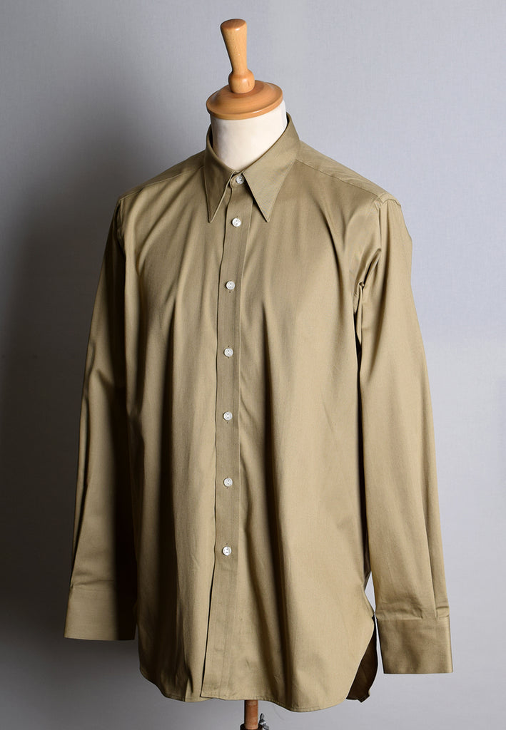 Khaki Military Spearpoint Collar Attached Shirts (SH193)