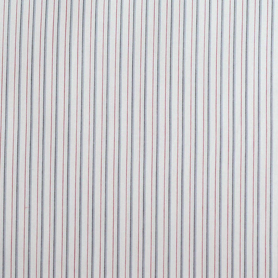 Burgundy & Grey Stripe Cotton Poplin (FD062)