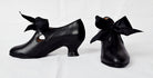 Eighteenth Century Ladies Tongue and Tie Leather Shoes Black (SP1800)