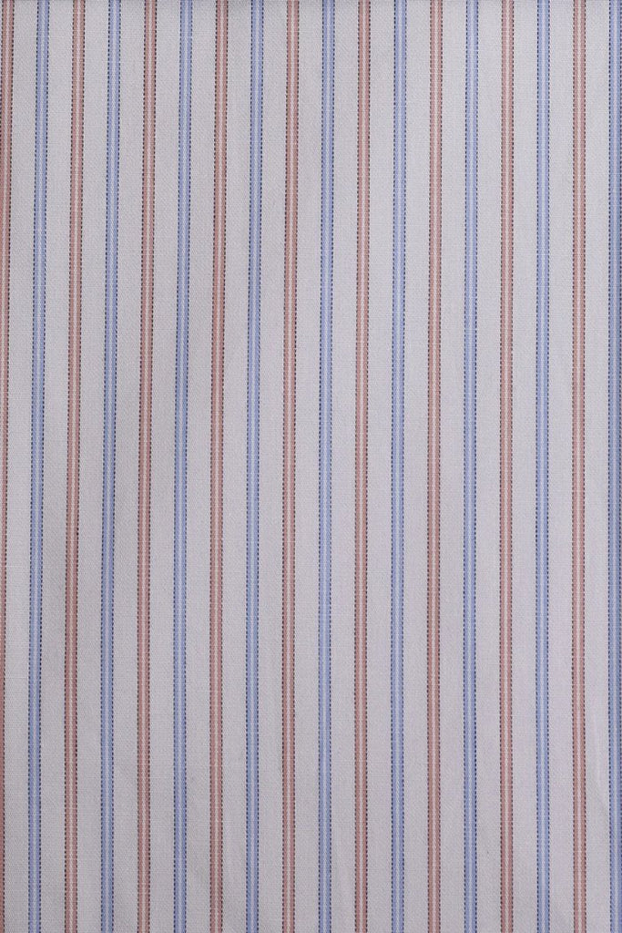 Replica Striped Fabric Neckband Tunic Shirt with Separate Collar (SH185) - Colour 71 - Sky Blue/Brown Stripe