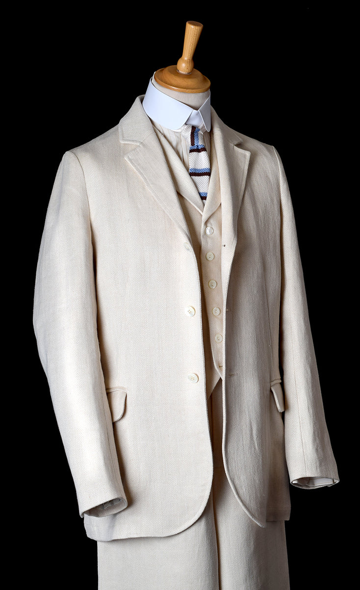 Heavyweight Ivory Herringbone Fully Lined Linen Jacket (JA933) – Darcy ...