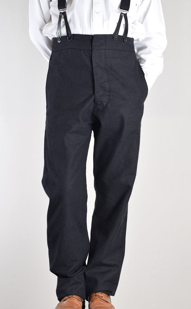 Ebony Black Brushed Cotton Herringbone Trousers (TR350)