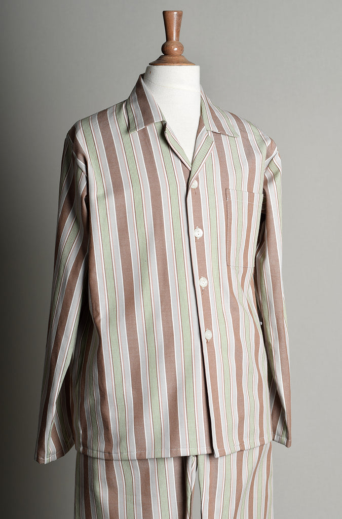 Children's Edwardian Pyjamas (NW432) - Green/Brown