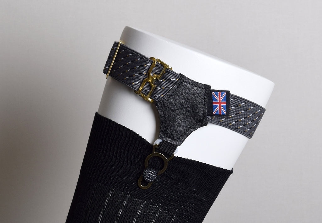 Patterned Sock Suspenders (BR702) - Grey Fleck