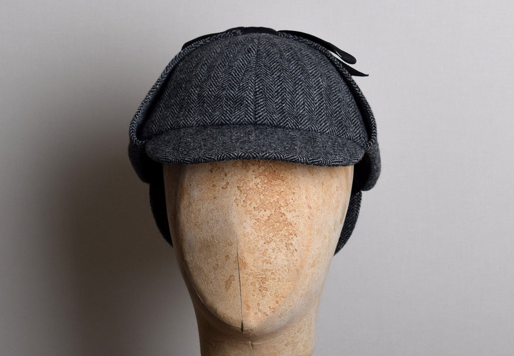 Deerstalker Cap (HA130) - Grey Herringbone