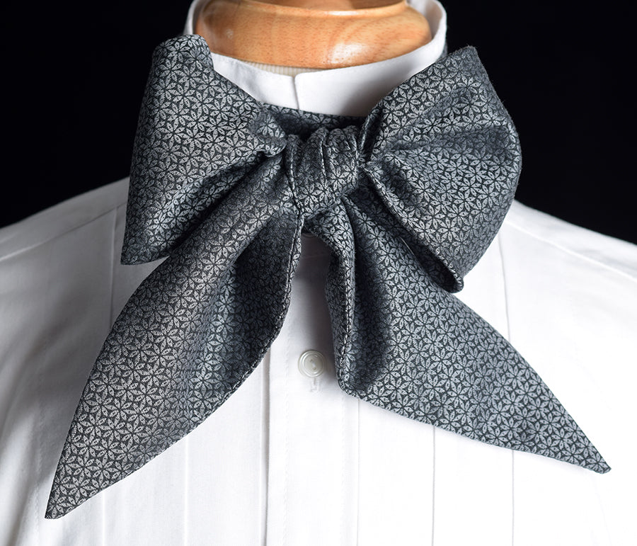 Textured Cotton Victorian Bow Tie (CR568) - Black/Grey Star