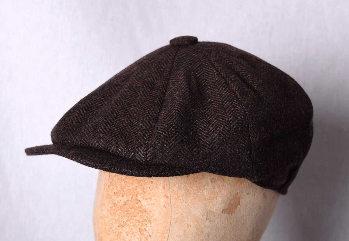 Standard Eight Piece Cap (HA137) - Dark Brown Herringbone