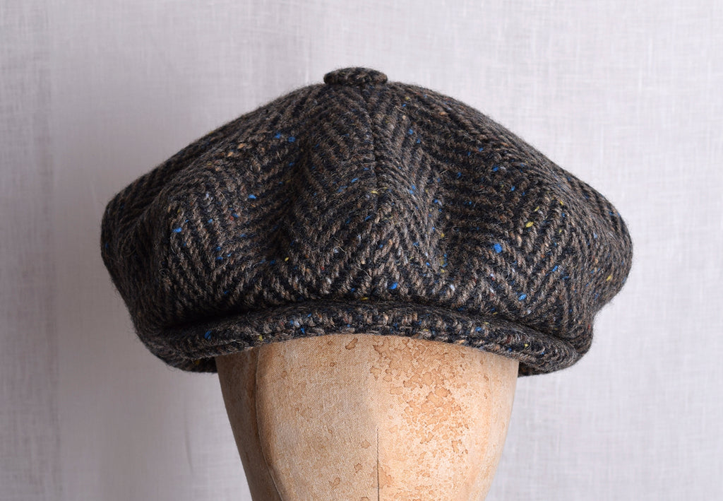 Large Eight Piece Cap (HA138) - Dark Brown Herringbone