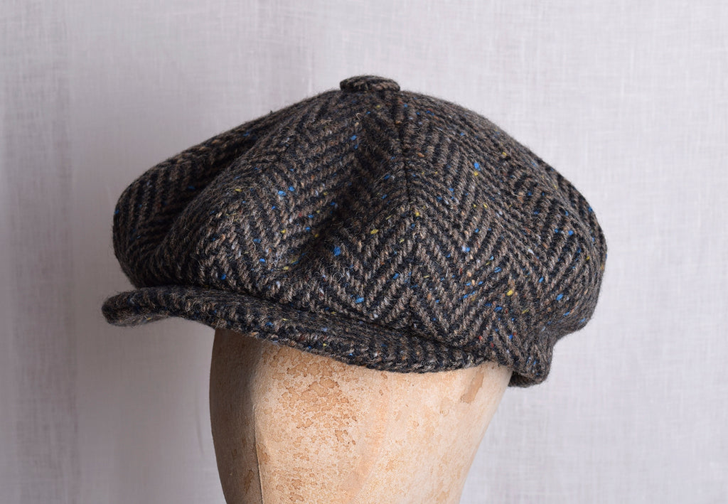 Large Eight Piece Cap (HA138) - Dark Brown Herringbone