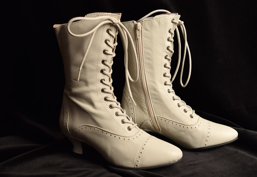 Victorian Side Zip Stone Leather Boots (SP1910ZS)