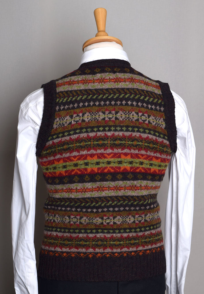 Button Through Fair Isle Waistcoat (KN150) - Turin