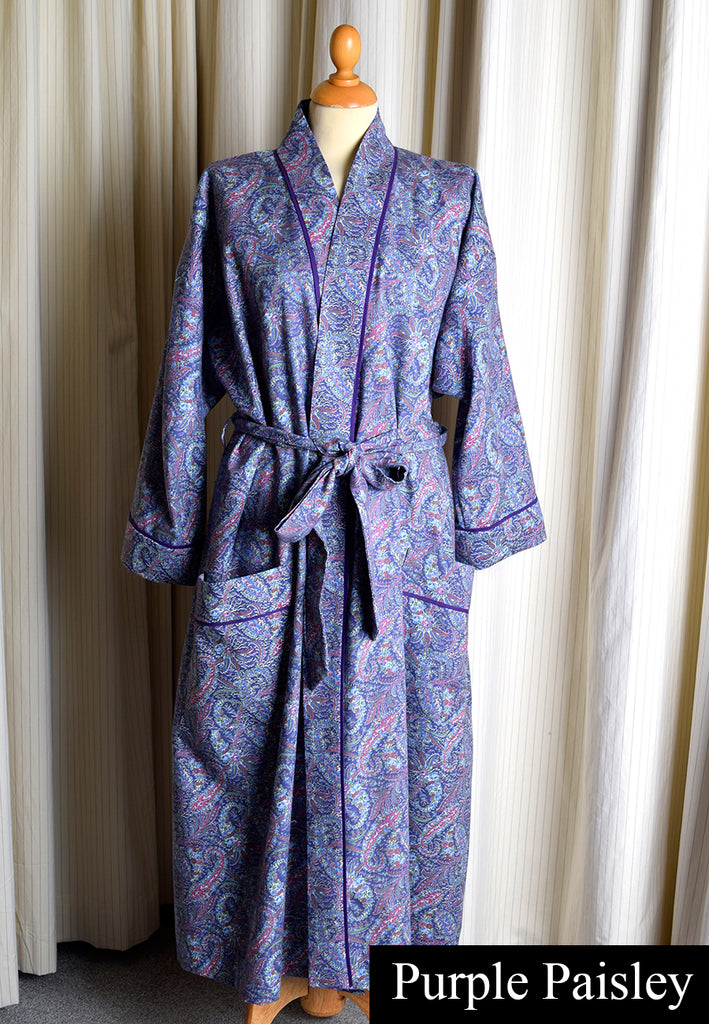 Vintage Liberty Print Ladies Dressing Gown (NW520) - Purple Paisley