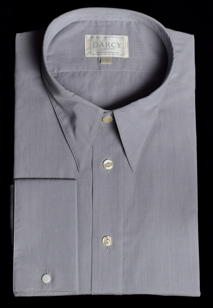 Plain Coloured Spearpoint Collar Shirt | Early C20th (SH190P) - Double - Extra Long Sleeve - Pale Grey