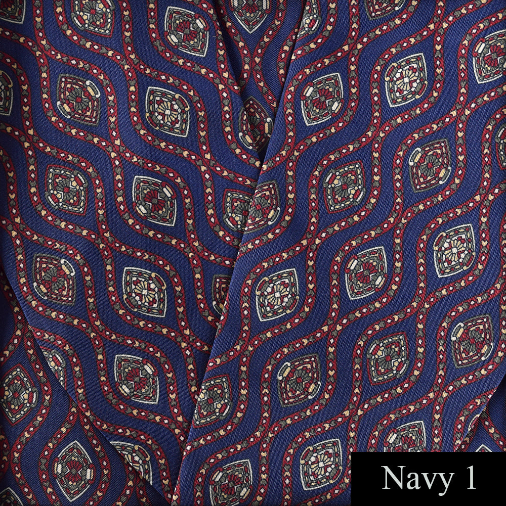 Silky Patterned Dressing Gown (NW500) - Navy 1