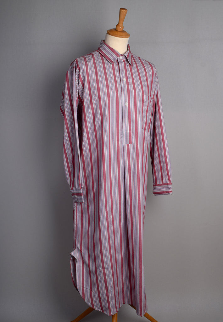 Edwardian Nightshirt (NW461) - Small Rose / Grey Stripe