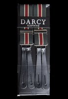 Working Men's Striped Button-On Braces (BR730) - Olive/Red