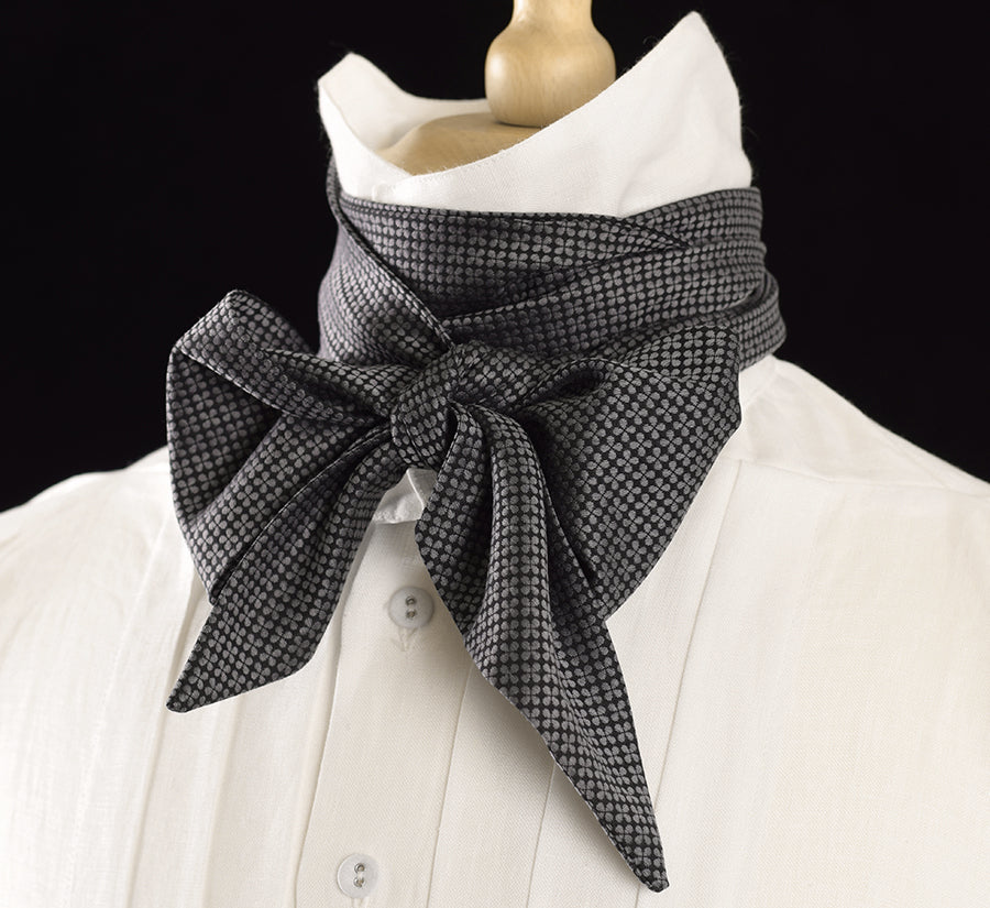 Textured Cotton Victorian Bow Tie (CR568) - Grey/Black Geometric