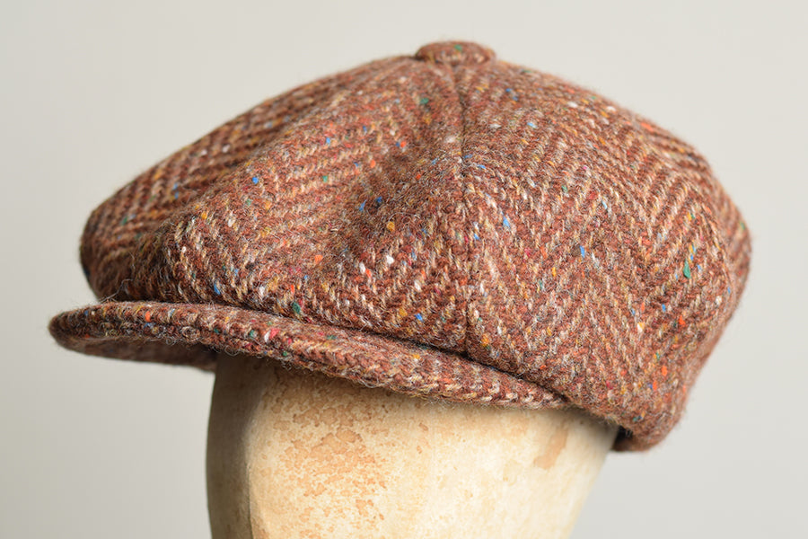 Large Eight Piece Cap (HA138) - Bold Russet Herringbone