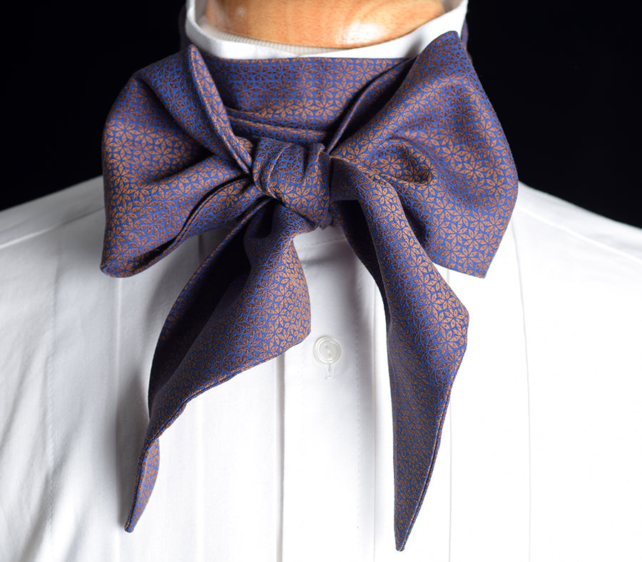 Textured Cotton Victorian Bow Tie (CR568) - Rust/Blue Star
