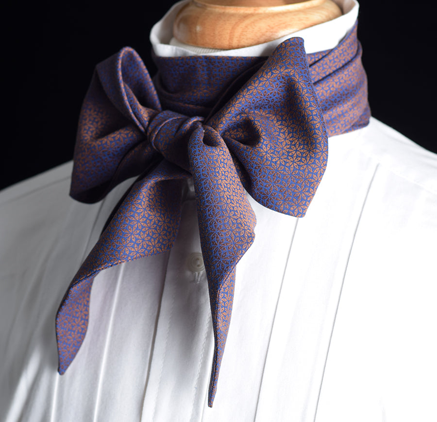 Textured Cotton Victorian Bow Tie (CR568) - Rust/Blue Star