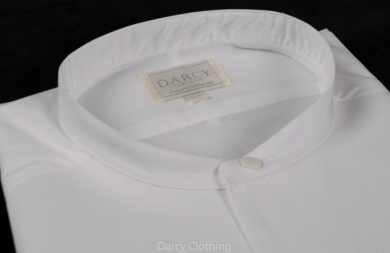 Collarless Shirt White Tunic Dress Shirt Marcella Front Collarless