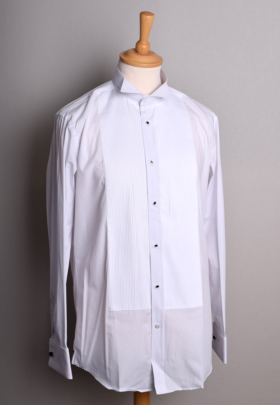 Pleated Front Evening Shirt - Wing or Turndown Collar (SH254