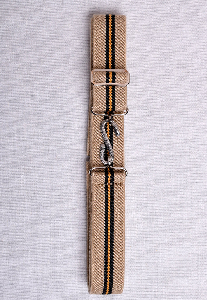 Elasticated Snake Belts (BR750) - Beige Yellow Stripe