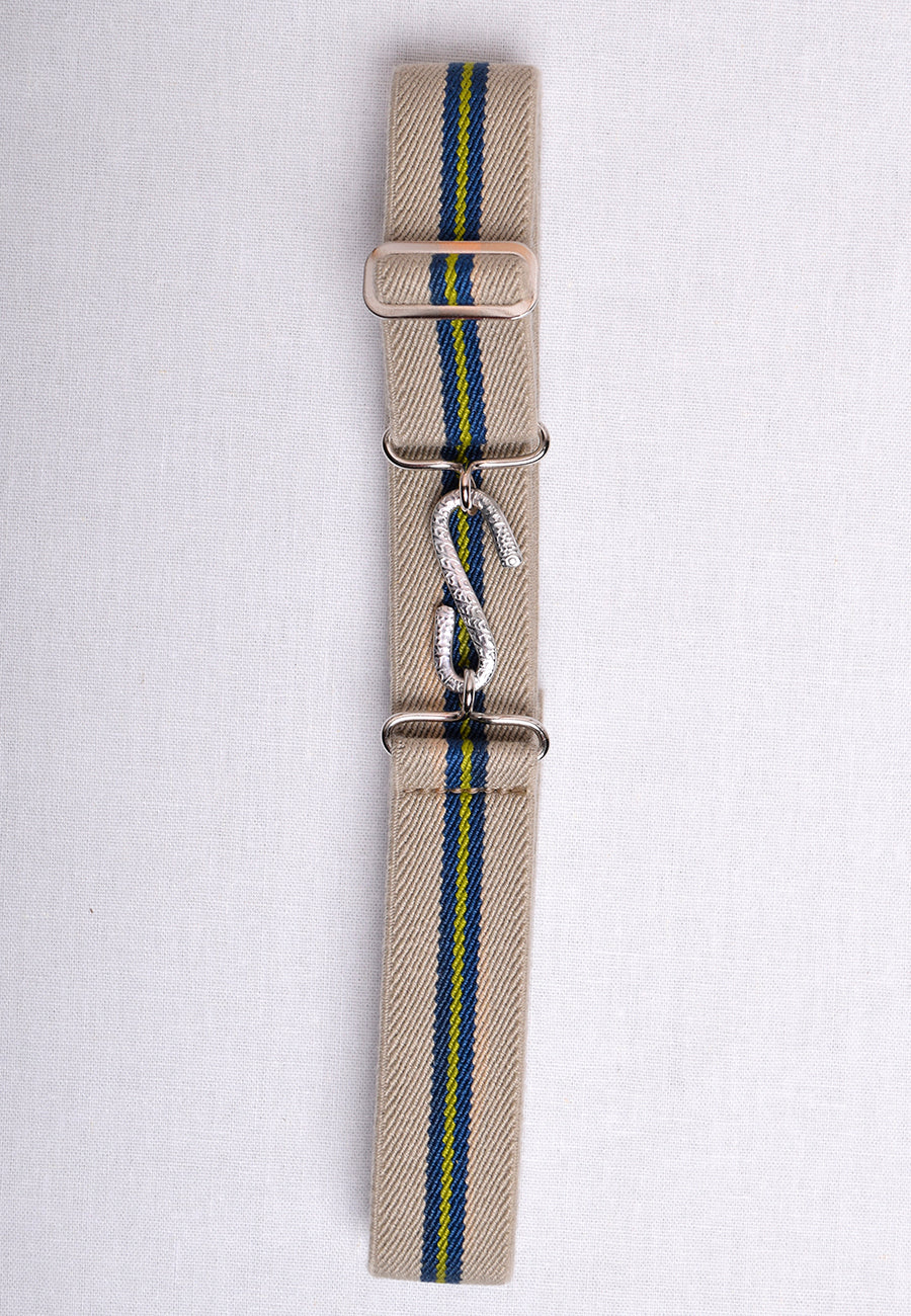 Elasticated Snake Belts (BR750) - Beige Green Stripe