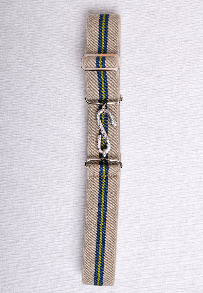 Elasticated Snake Belts (BR750) - Beige Green Stripe