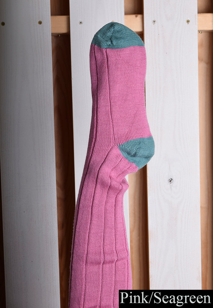 Wool Shooting Socks (SO121) - Pink/Seagreen