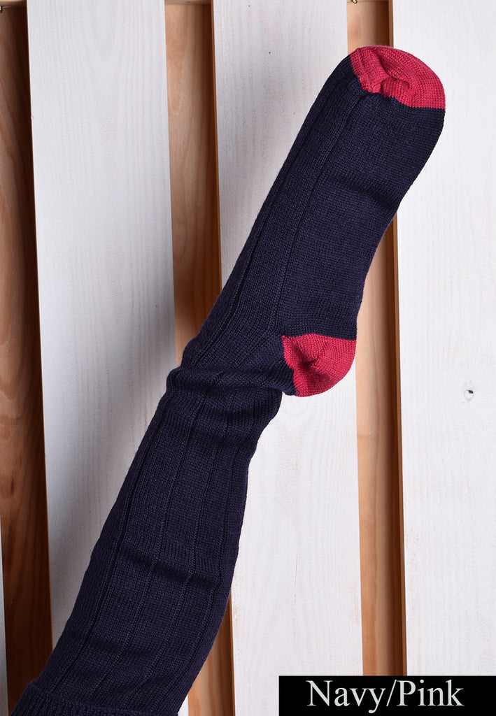 Wool Shooting Socks (SO121) - Navy/Pink