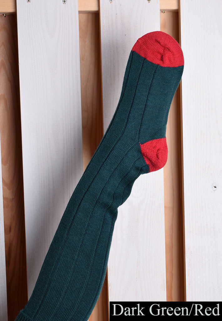 Wool Shooting Socks (SO121) - Dark Green/Red