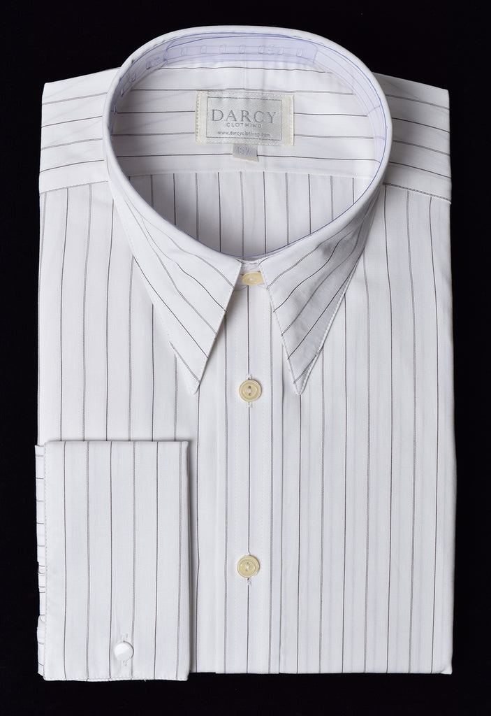 Replica Striped Fabric Spearpoint Collar Shirt | Permanent Stock (SH190R) - Colour 64 - Narrow Ticking Stripe