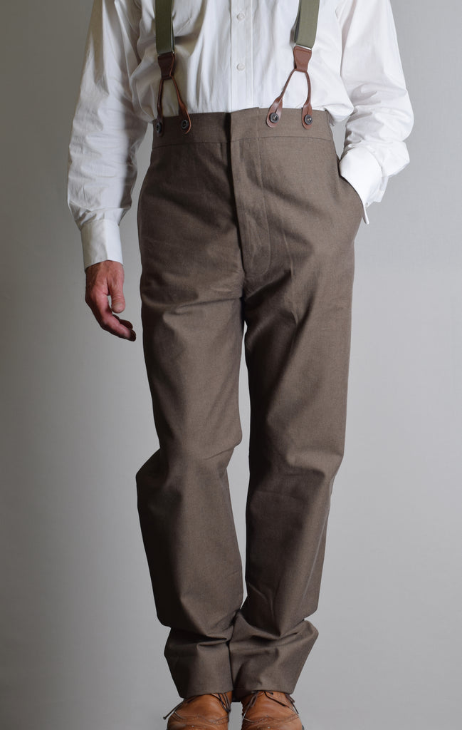 Twill trousers with braces  Greige  Kids  HM IN