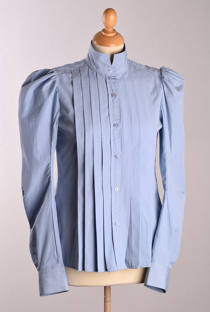 Ladies Victorian Blouse (BL001) - Blue Textured
