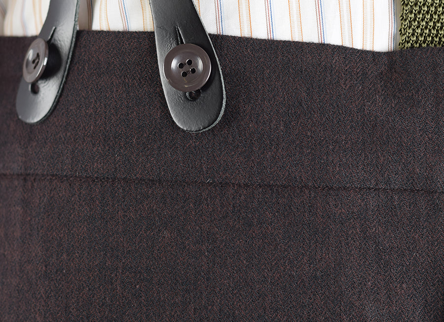 Dark Brown Brushed Cotton Herringbone Fishtail Back Trousers (TR420)