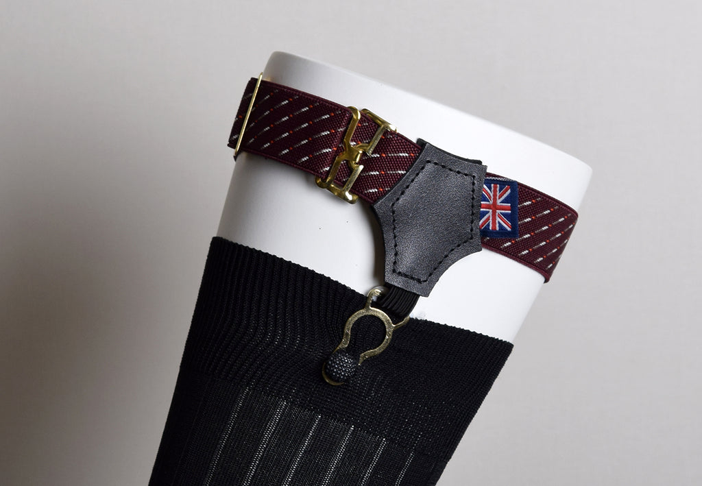 Patterned Sock Suspenders (BR702) - Wine Fleck