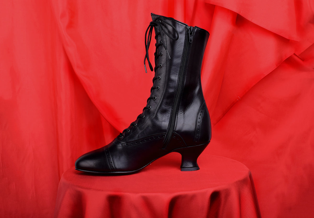 Victorian Side Zip Leather Boots (SP1910Z)